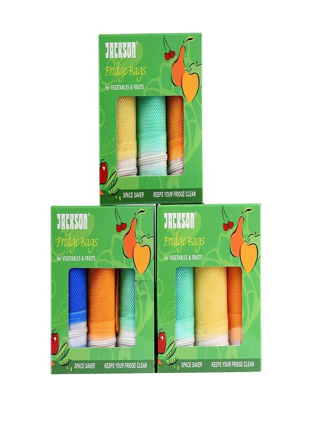 جاكسون أكياس جاكسون للخضراوات والفواكه للثلاجة - 3 علب - 3 أكياس في كل علبة - إجمالي 9 أكياس (طول 37 × عرض 27 سم) - Image 1